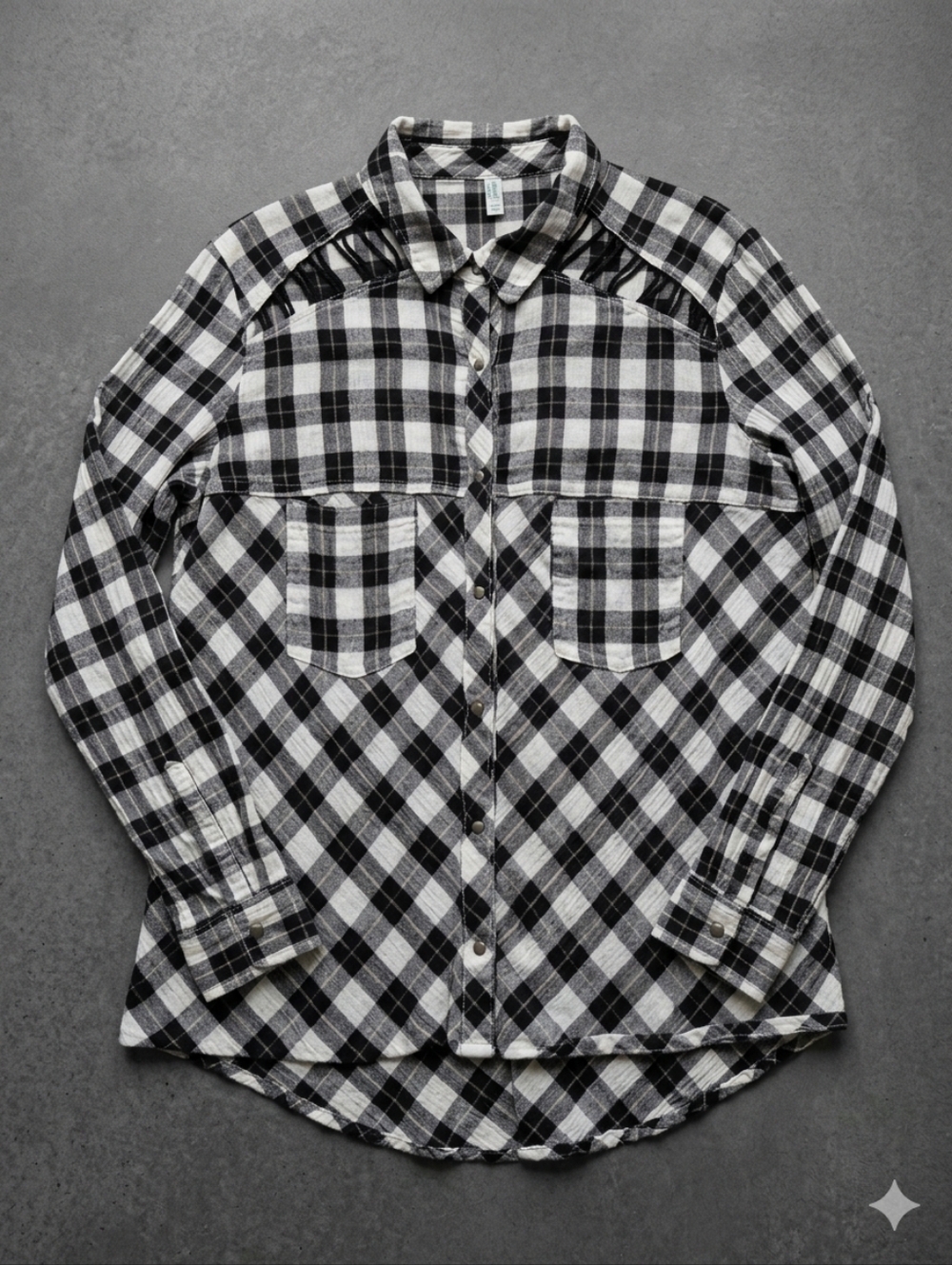 Black and White Plaid Button-Up Shirt